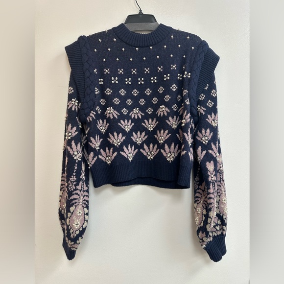 FARM Rio Ainika Martina Knit Sweater in Dark Blue Multi - Picture 4 of 10